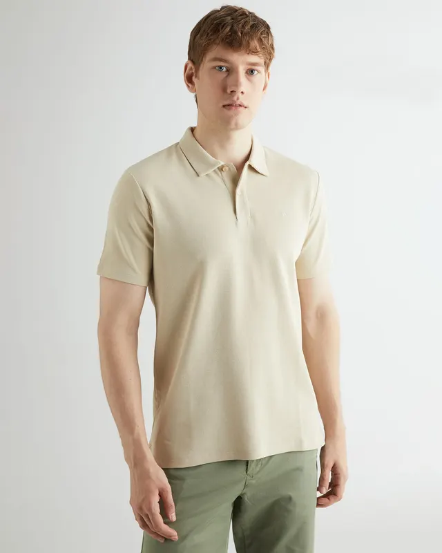Gant Polo Męskie Z Krótkim Rękawem Regular Fit Beżowe