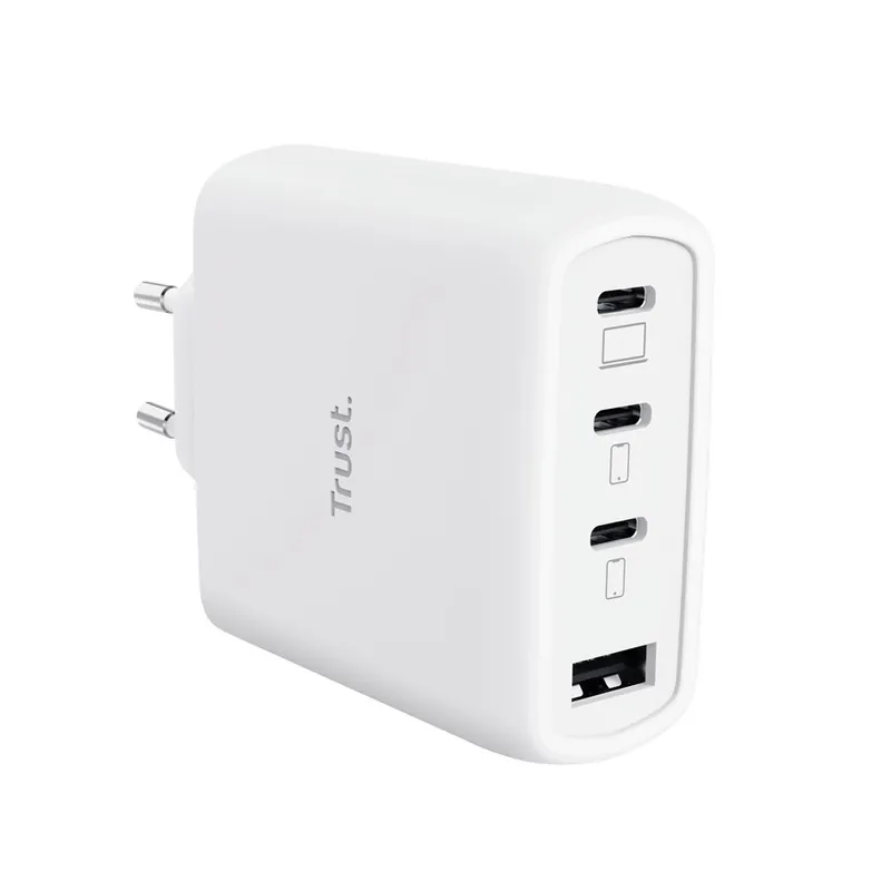 Trust Ładowarka biała MAXO GaN 65W 3xUSB-C 1xUSB-A