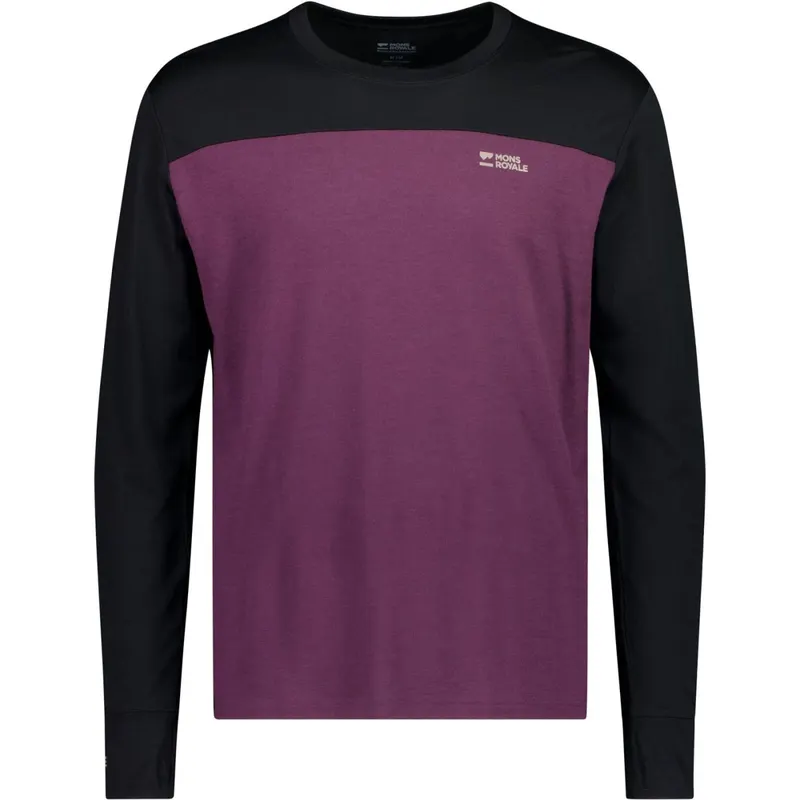 Mons Royale Yotei Merino Long Sleeve, koszulka termoaktywna, męska, fioletowa/czarna