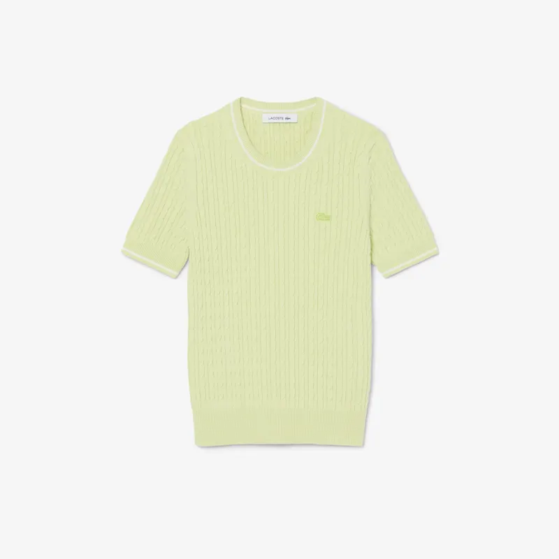 Lacoste Sweter Z Krótkim Rękawem O Splocie Warkoczowym
