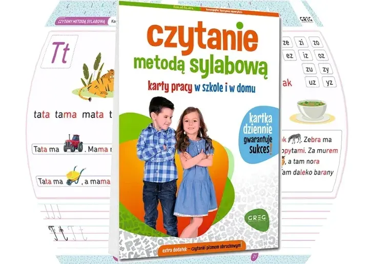 Czytanie metodą sylabową. Karty pracy w szkole nauka czytania GREG