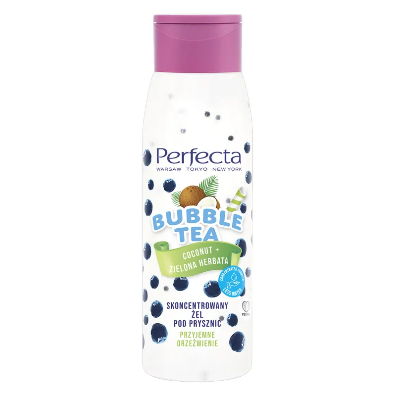 Perfecta Bubble Tea skoncentrowany żel pod prysznic Coconut z olejem kokosowym, zieloną herbatą i hydrożelowymi kulkami 400 ml