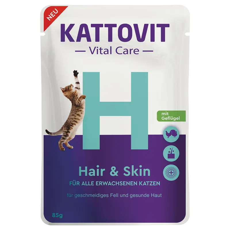 Kattovit Vital Care Hair & Skin, saszetki z drobiem - 85 g