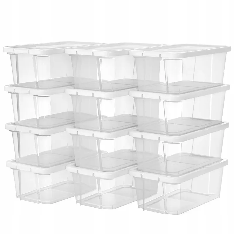 Pudełko do przechowywania NA BUTY z pokrywką 34,5x19,5x12,5cm 12 szt ZESTAW