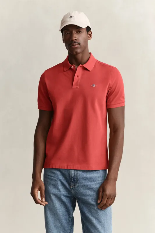 Gant Koszulka Polo Shield Męska Regular Fit Pomarańczowa