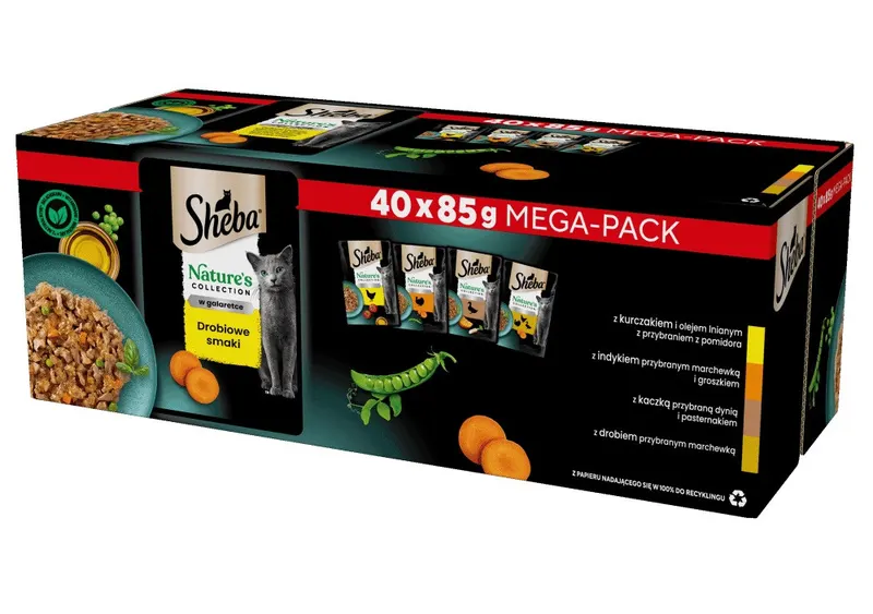 SHEBA Nature's Collection Drobiowe Smaki w galaretce Box - mokra karma dla kota - 40x85 g
