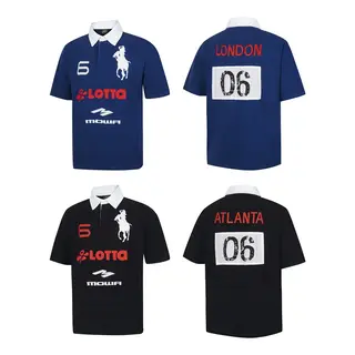 Mowalola - American street hip-hop style horse-letter embroidered fitted polo shirt for both men and women