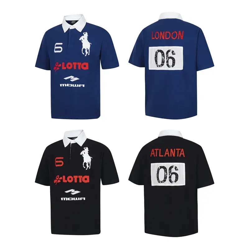 Mowalola - American street hip-hop style horse-letter embroidered fitted polo shirt for both men and women