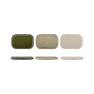 Zestaw 3 talerzy Bloomingville Green Stoneware Addison,