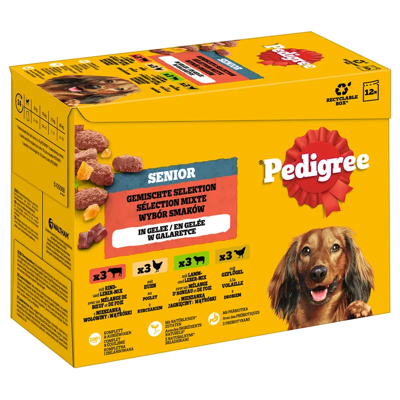 Pakiet mieszany Pedigree Senior, saszetki w galarecie - Wybór mieszany w galarecie (4 smaki), 24 x 100 g
