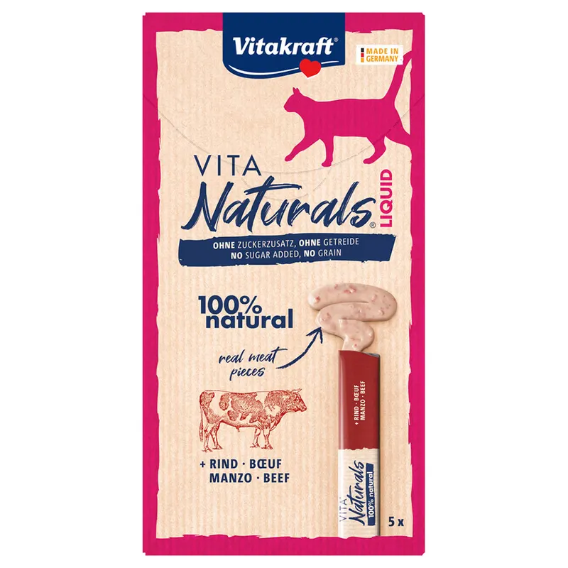 Vitakraft Vita Naturals Liquid Snack, pasta z wołowiną - 5 x 15 g