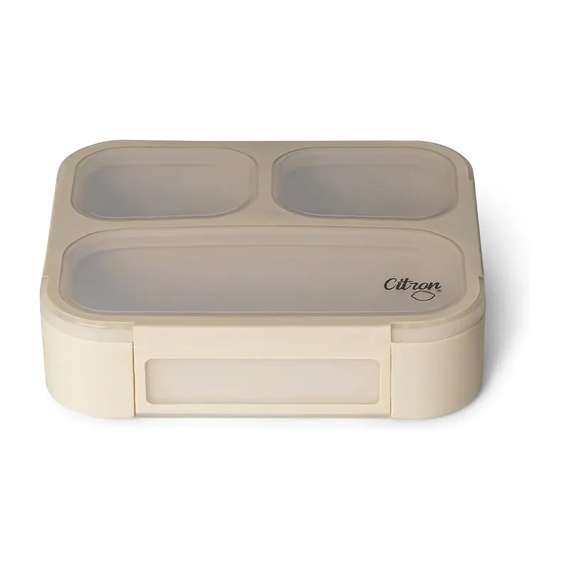 Lunch box ze sztućcami Beige Beżowy One size