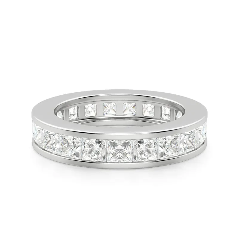 Obrączka Ślubna Eternity Channel Set Księżniczka 3.00 mm Laboratoryjny Diament 585 Białe Złoto (14K)