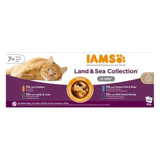 IAMS Senior Meat & Fish Mix in Jelly box – mokra karma dla kota – 48x85g