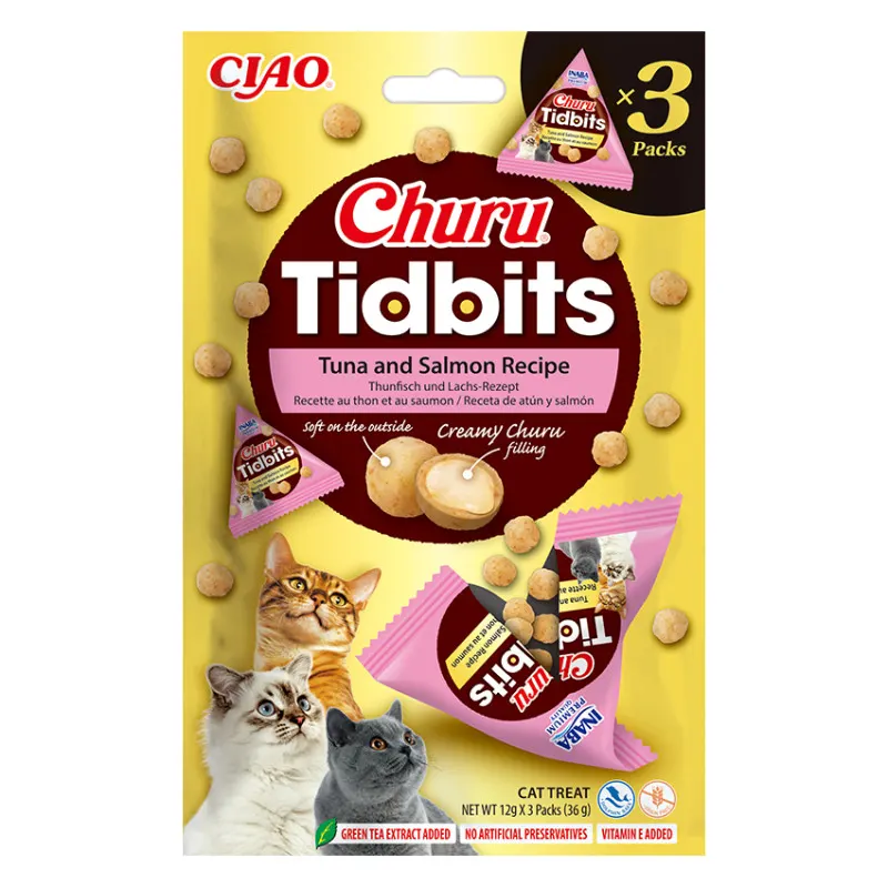 INABA Churu Tidbits Tuńczyk z łososiem - przysmak dla kota - 3x12g