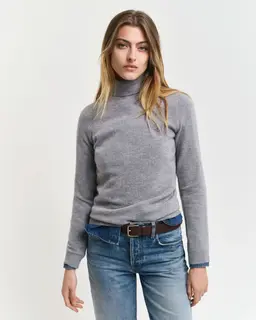 Gant Bardzo Cienki Sweter Z Golfem Z Owczej Wełny
