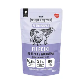 WIEJSKA ZAGRODA Kurczak z wołowiną Sterilised - mokra karma dla kota - 85g