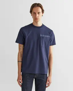 Gant T-Shirt Męski Z Nadrukiem Okrągły Kołnierzyk Regular Fit Granatowy