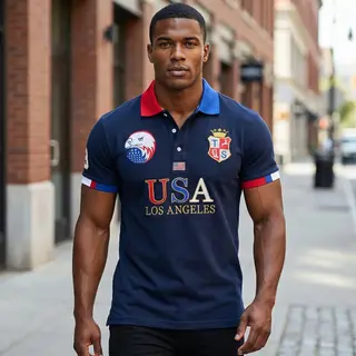 TS High-End Luxury Men's Polo Shirt Short Sleeve Los Angeles Gentleman Golf Clasicc Eagle Cotton Embroidery Menswear Clothing