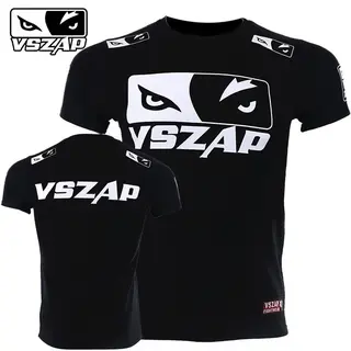 Vszap Fitness T-shirt MMA Combat Fighting Sanda Thai Boxing Sports Muscle Training Running Personality Wolf Eyes Short Sleeve