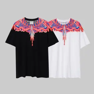 Marcelo Burlon Short-sleeved Men's and Women's T-shirt Couple Design Colorful Wings Feathers Half-sleeve