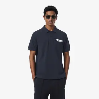Lacoste Koszulka Polo O Kroju Classic Fit Z Nadrukiem Z Piki Petit Piqué Męskie Czarny