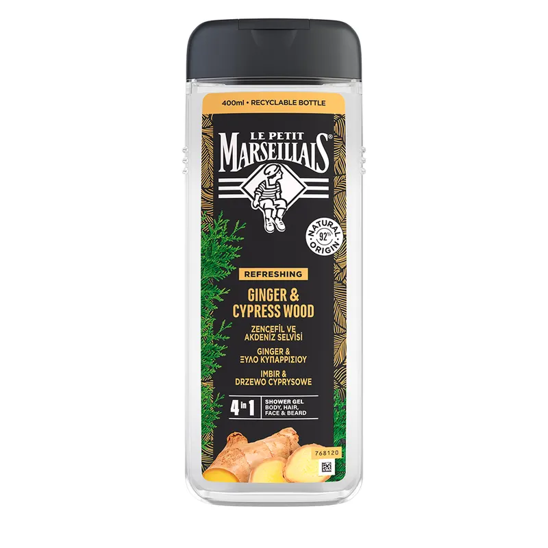 Le Petit Marseillais Żel pod Prysznic dla Mężczyzn 4w1 Imbir & Drzewo Cyprysowe 400ml