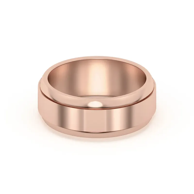 Raised Edge Channel High Polish Obrączka Ślubna 585 Różowe Złoto (14K) 8 MM