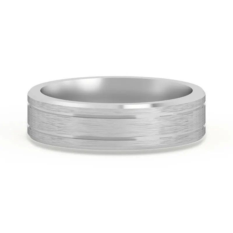 Klasyczna Double Channel Satenowa Finish Obrączka Ślubna 5 MM 585 Białe Złoto (14K)