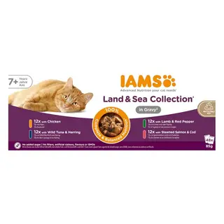 IAMS DELIGHTS Senior Land & Sea Collection in Gravy box – mokra karma dla kota – 48x85g