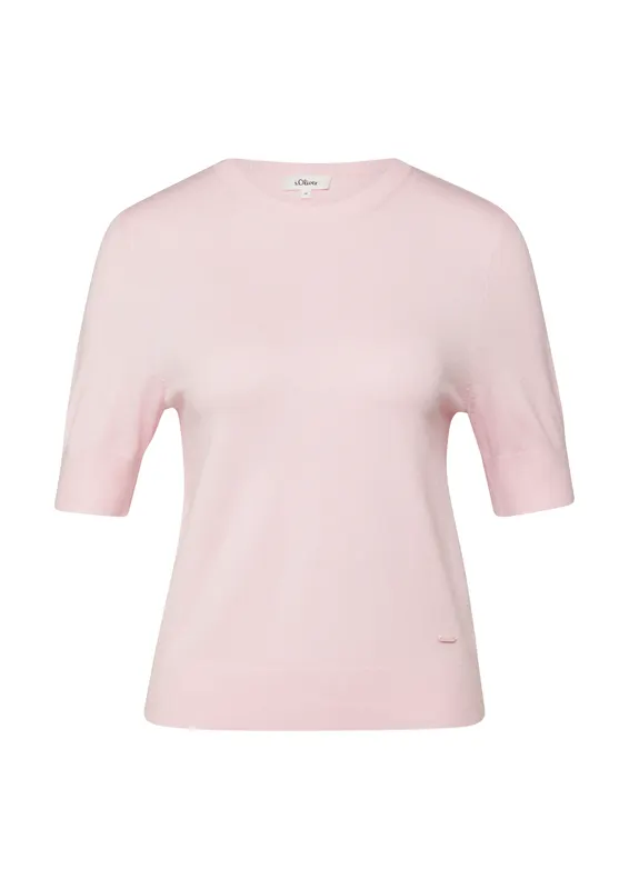 Miękki dzianinowy sweter z krótkim rękawem Slim Fit