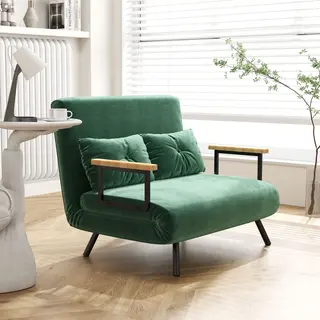 Sofa rozkładana 4 w 1 z funkcją spania, aksamitna, 183 × 98,5 cm, zielona