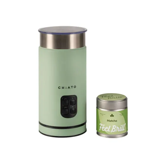 Zestaw spieniacza do mleka CHiATO milkPLAY i herbaty matcha Feel Brill