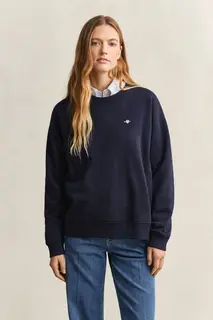 Gant Bluza Damska Z Długim Rękawem İ Okrągłym Kołnierzykiem Relaxed Fit