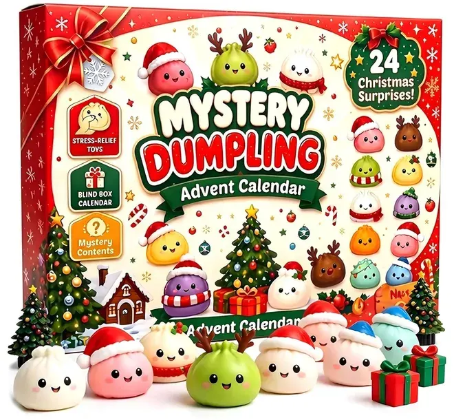 Kalendarz Adwentowy Gniotki Squishy 3D- 24 Dniowy Zestaw Prezent Świąteczny