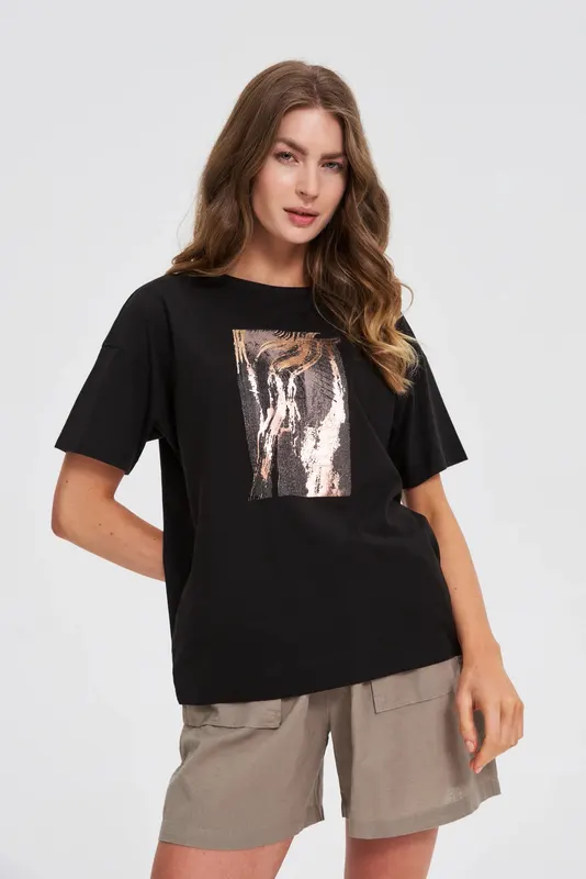 Bawełniany t-shirt z nadrukiem czarny