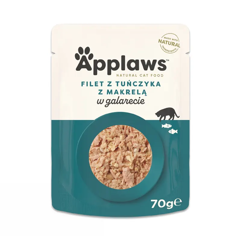 APPLAWS Tuna fillet with mackerel in jelly - mokra karma dla kota - 70g