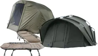Fort Knox 2.0 Dome 3,5-osobowy namiot wędkarski + skóra zimowa + 2 płaskie łóżka wędkarskie