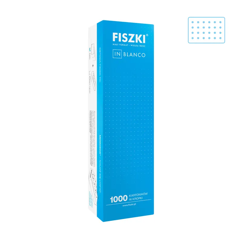 Czyste FISZKI in blanco - 1000 sztuk - białe kartoniki w kropki