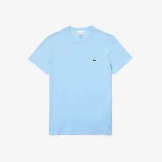 Lacoste Męski T-Shirt Z Dekoltem Typu Crew Neck Z Bawełny Pima Niebieski