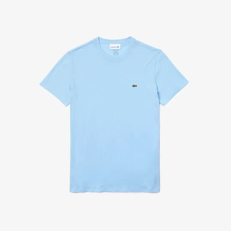Lacoste Męski T-Shirt Z Dekoltem Typu Crew Neck Z Bawełny Pima Niebieski