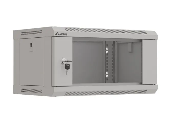 Lanberg Szafa instalacyjna rack wisząca 19" 4U 540x350 szara drzwi przeszklone (flat pack)