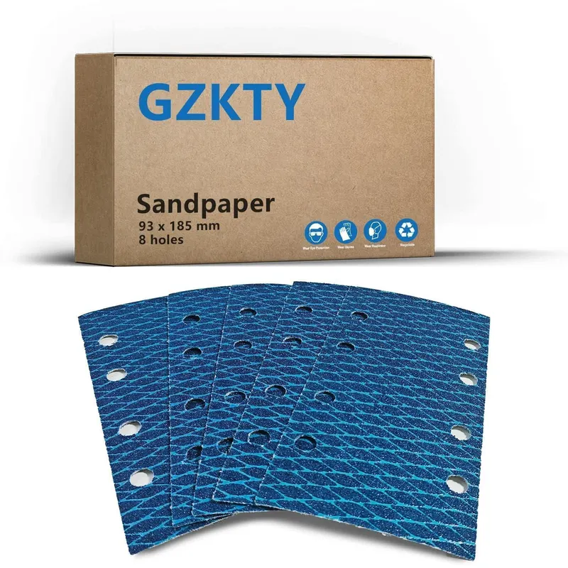 GZKTY Papier ścierny na rzep 93x185mm 8 otworów, 30 sztuk P60