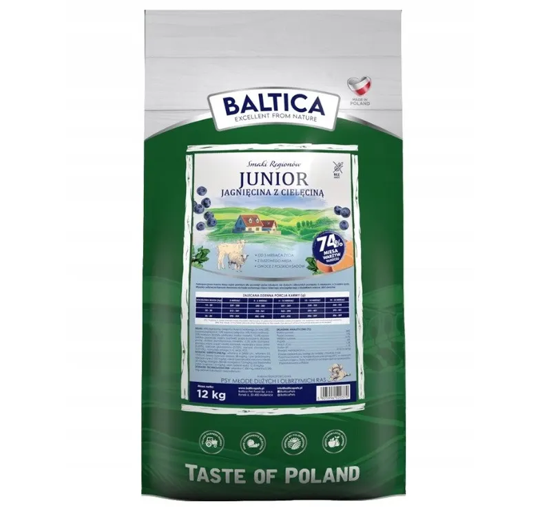 BALTICA Smaki regionów Junior Jagnięcina z cielęciną - sucha karma dla psa - 12kg