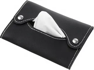 POJEMNIK NA CHUSTECZKI 13X9CM CZARNY ETUI ORGANIZER SKÓRZANY ZATRZASK