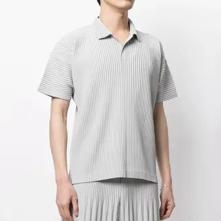 ISSEY Wrinkle Shirt with Loose Lapel, Versatile Casual Short-Sleeved T-Shirt, POLO Shirt, Men's Trendy Style