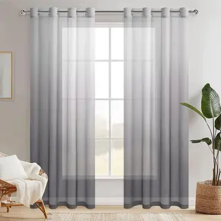 Zasłony do salonu szare 140x245 cm 2 panele woal gradient