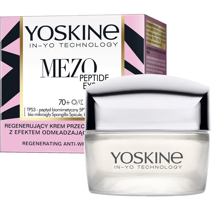 Yoskine Mezo Peptide Expert regenerujący krem przeciwzmarszczkowy 70+ na dzień i noc z peptydem biomimetycznym 5P™, bio-mikroigłami i technologią TPS 2 50 ml