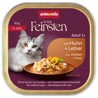 animonda vom Feinsten Adult, 32 x 85 g - Kurczak i wątróbki w galarecie