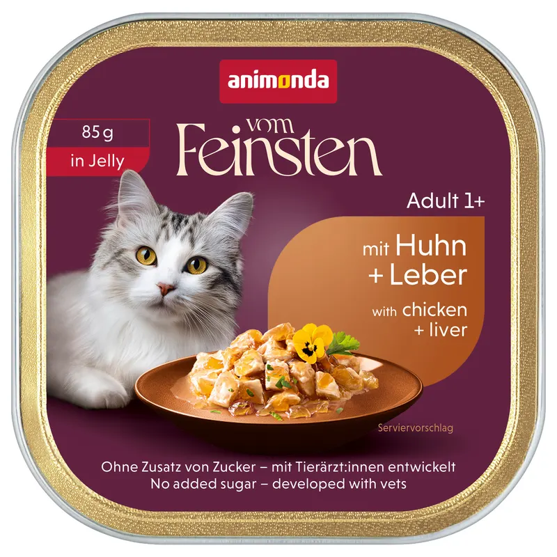 Megapakiet animonda vom Feinsten Adult, 64 x 85 g - Kurczak i wątróbki w galarecie